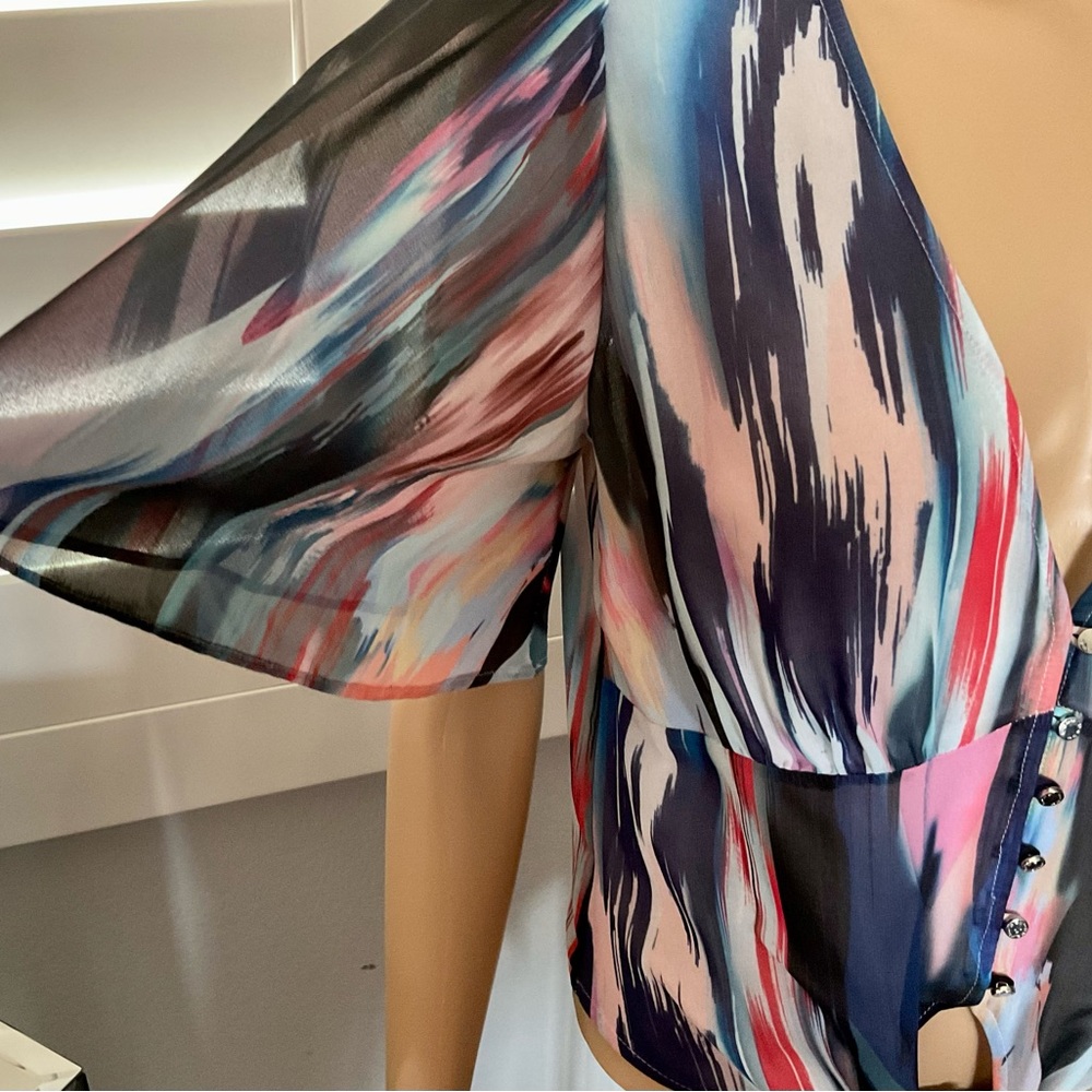 Bebe Multi-Color Wrap Top - image 6